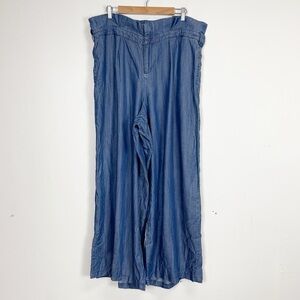 Standards & Practices Pants Womens 1X Blue Tencel Wide Leg Paper Bag NWT NEW
